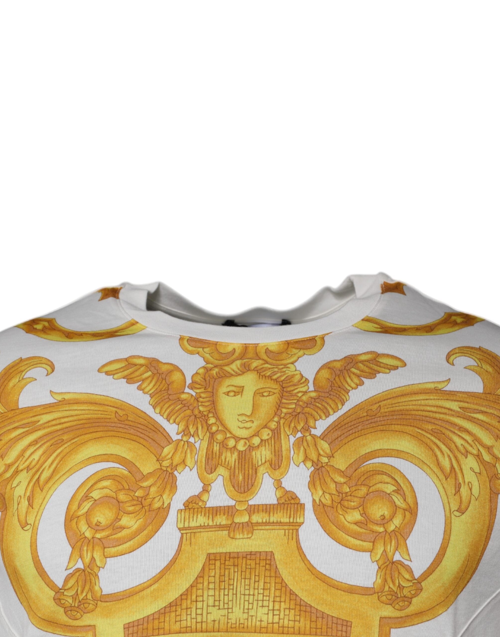 Versace White Medusa Print Cotton Crew Neck T-shirt Versace