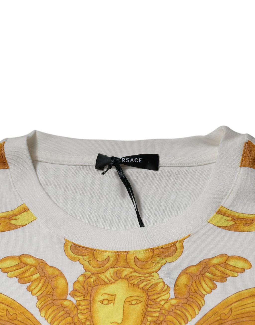 Versace White Medusa Print Cotton Crew Neck T-shirt Versace