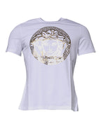 Versace White Medusa Print Cotton Crew Neck T-shirt - VELORIA - Thread of Generations