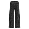 Washed Vintage Denim Trousers Punk Street Style Deconstructed Design Loose Fit Straight Leg Pants for Men eprolo