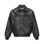 Style Deconstructed Patchwork Cracked PU Leather Notch Lapel Jacket Men Street Vintage Casual Cool Autumn Outerwear eprolo