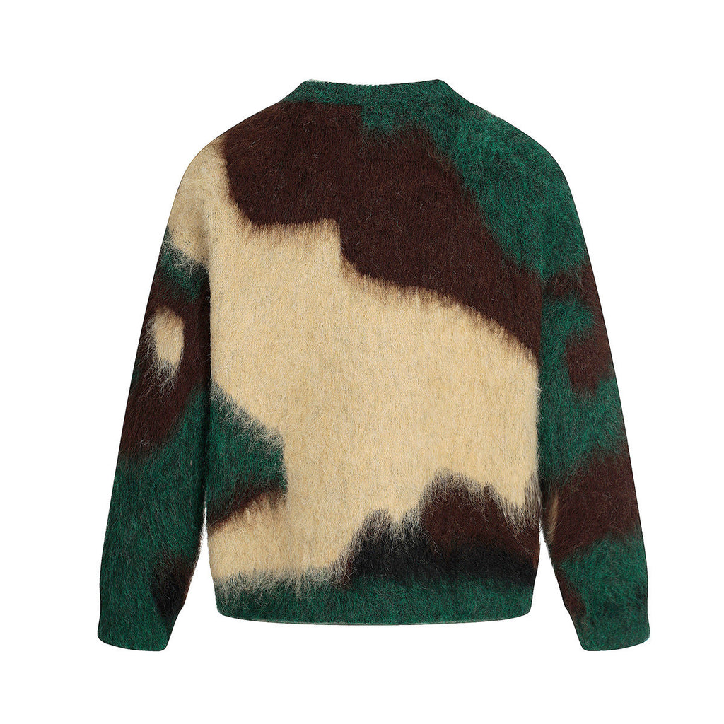 Camouflage tassel sweater with warm and velvet knit sweater for men eprolo