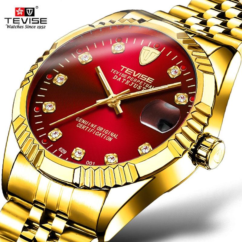 TEVISE Brand Luxury Men Automatic Watch Man Tourbillon Mechanical Watches Movement Gold Clock eprolo