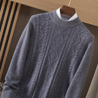 Men's Semi-high Diamond Bottoming Shirt Middle-aged Business Leisure Twisted Warm Sweater LittleYogaSocks