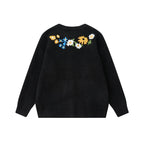 Loose Knit Cardigan with Floral Embroidery for Men and Women eprolo
