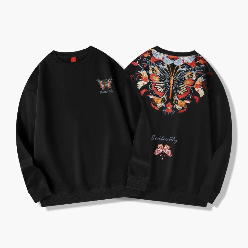 Autumn Zhuangzhou Mengdie embroidery printed round neck longsleeved T shirt trendy retro sports pullover sweatshirt for men eprolo