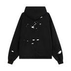 Washed Distressed Hole Letter Print Hoodie Unisex  Loose Casual Hip Hop Sweatshirt eprolo