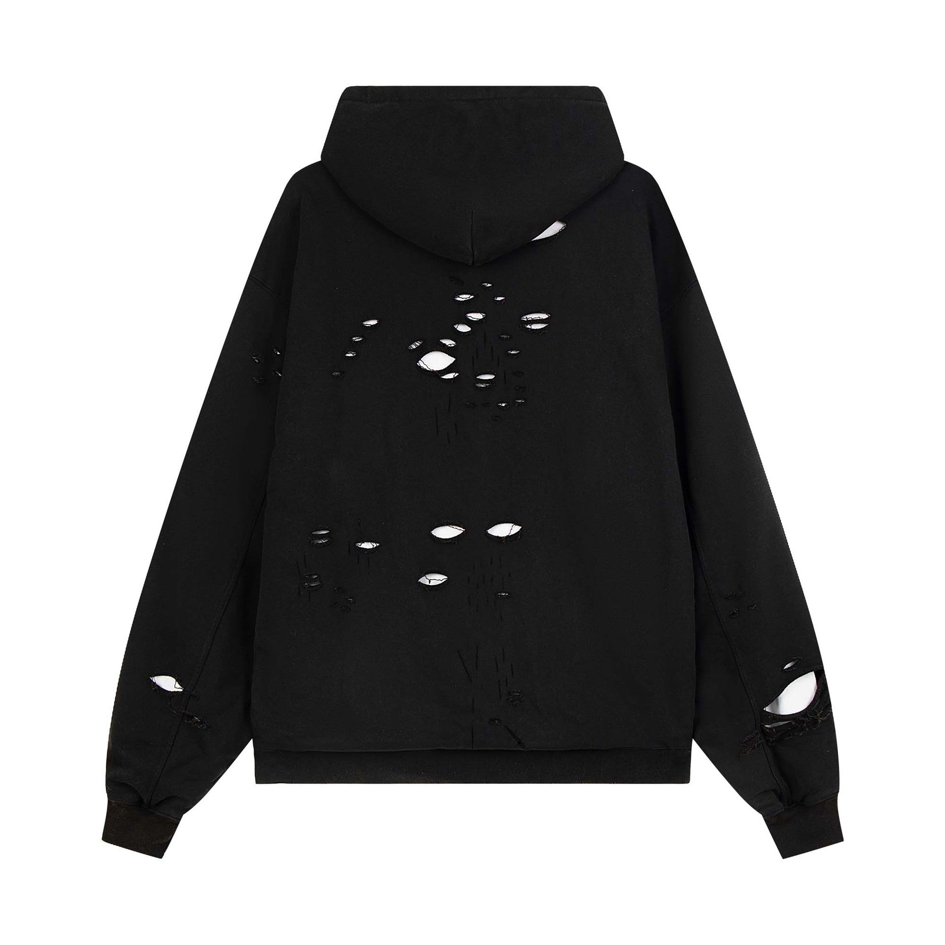 Washed Distressed Hole Letter Print Hoodie Unisex  Loose Casual Hip Hop Sweatshirt eprolo