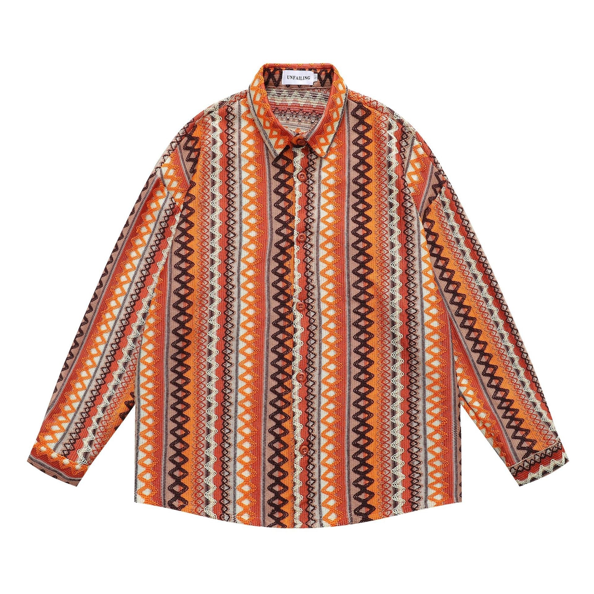 Ethnic Hollow-out Long-sleeved Shirt for Men and Women eprolo