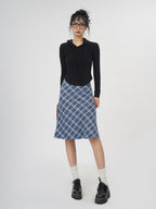 Plaid A- Line Skirt Women's High Waist Midi Skirt LittleYogaSocks