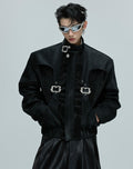 Scale Short Jacket Stand Collar Horse Hair Stitching Heavy Design Leather Coat Scale Short Jacket Stand Collar Horse Hair Stitching Heavy Design Leather Coat LittleYogaSocks