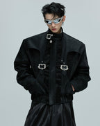 Scale Short Jacket Stand Collar Horse Hair Stitching Heavy Design Leather Coat Scale Short Jacket Stand Collar Horse Hair Stitching Heavy Design Leather Coat LittleYogaSocks