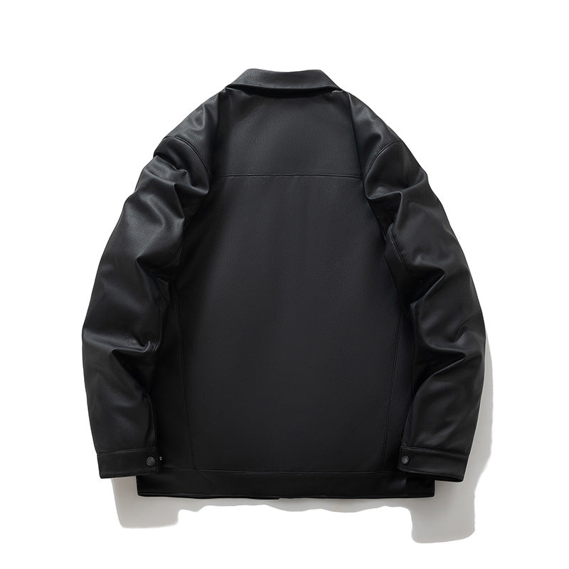 PU Leather Jacket Men Autumn Winter Light Business Turn-down Collar Thickened Padded Motorcycle Leather Jacket Padded Jacket Men eprolo