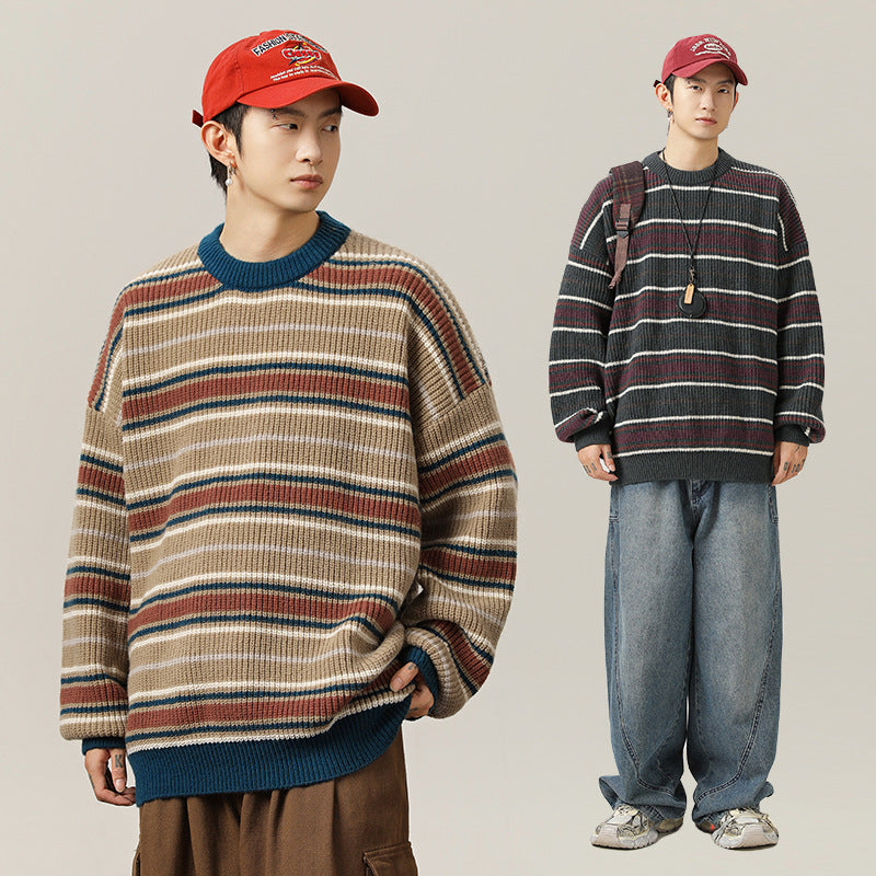 Striped round neck sweater for men eprolo