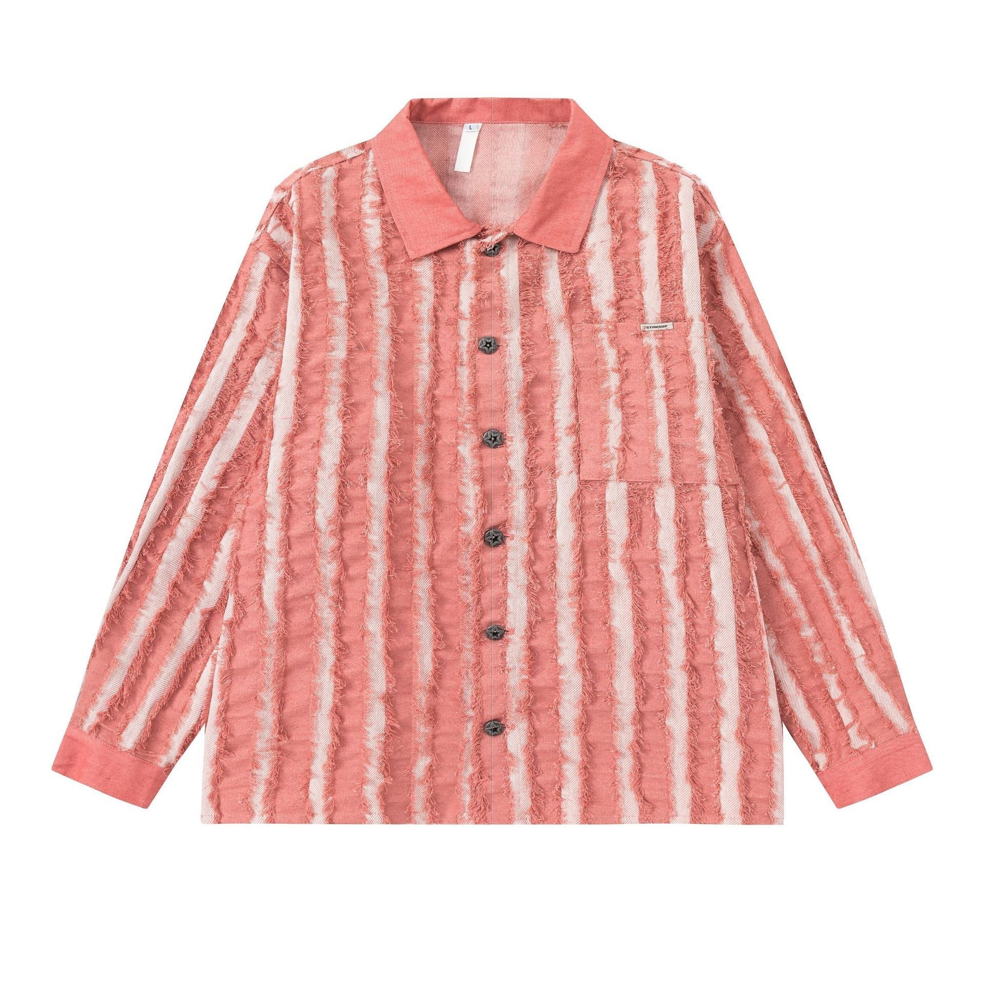 Embroidered tassel washed denim shirt for men and women eprolo