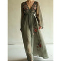 Spring/Summer Amazon Independent Station Cross border Digital Positioning Printed Long Sleeve Long Collar Dress Long Skirt eprolo