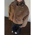 Leopard suede jacket with cotton jacket for men eprolo