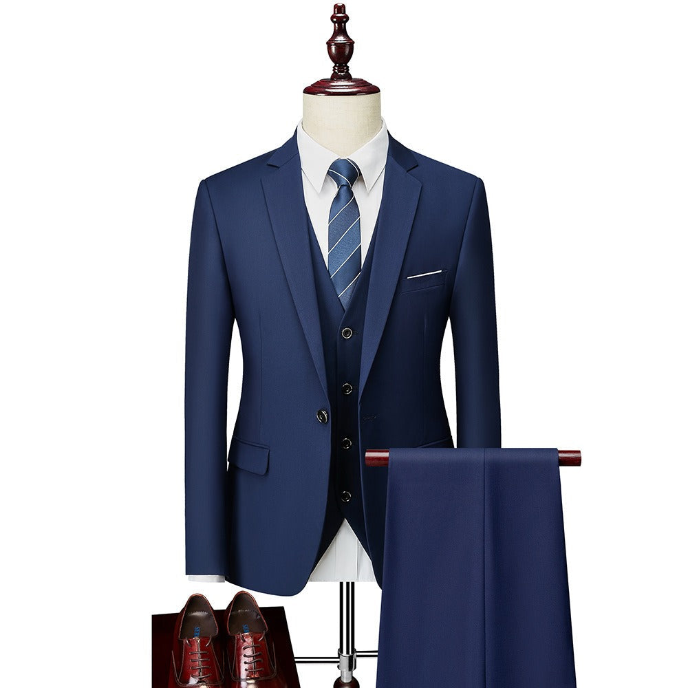 3 piece men's wedding suits fashion men's slim solid color business office suit sets large size men Blazer+ pants + vest eprolo