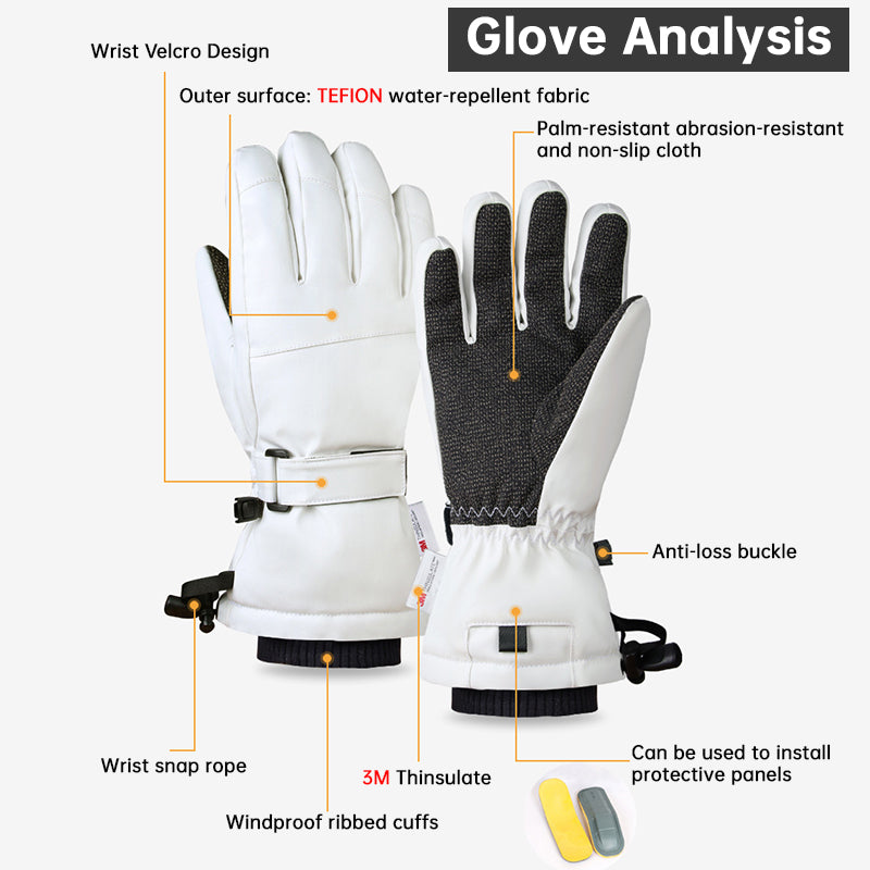 Ski Gloves with Built-in Wrist Guards, Waterproof for Ski/Snowboard Carving, Professional 3M Fleece-Lined Thickened Gloves eprolo