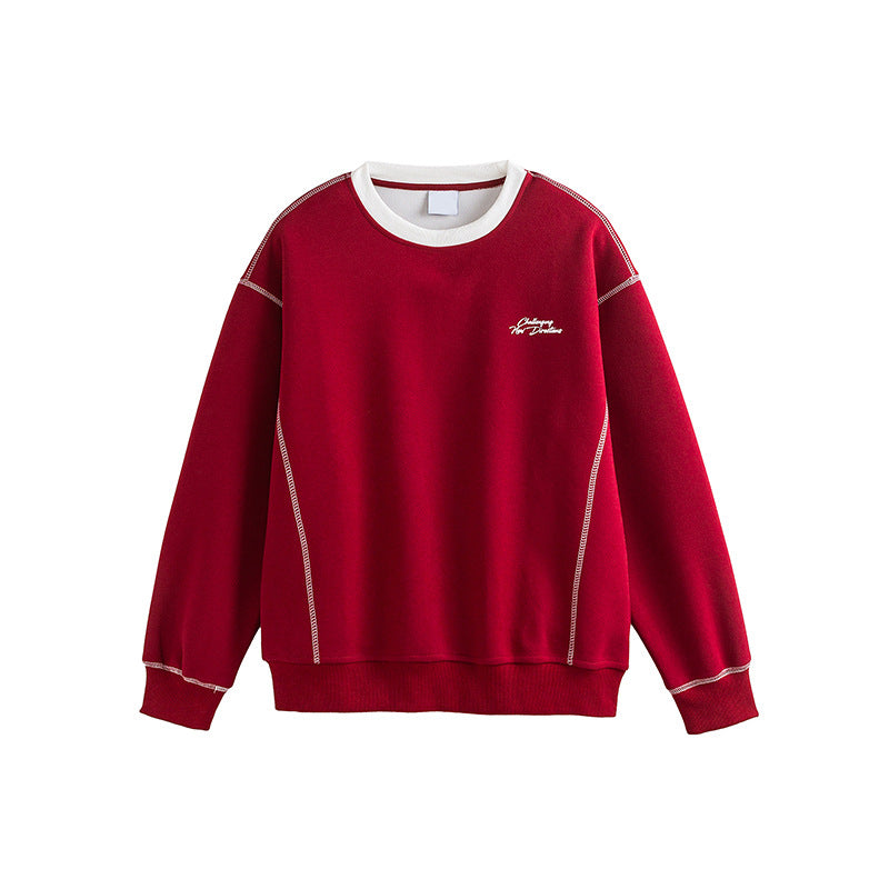 Red Sweatshirt with Embroidered Design for Men eprolo