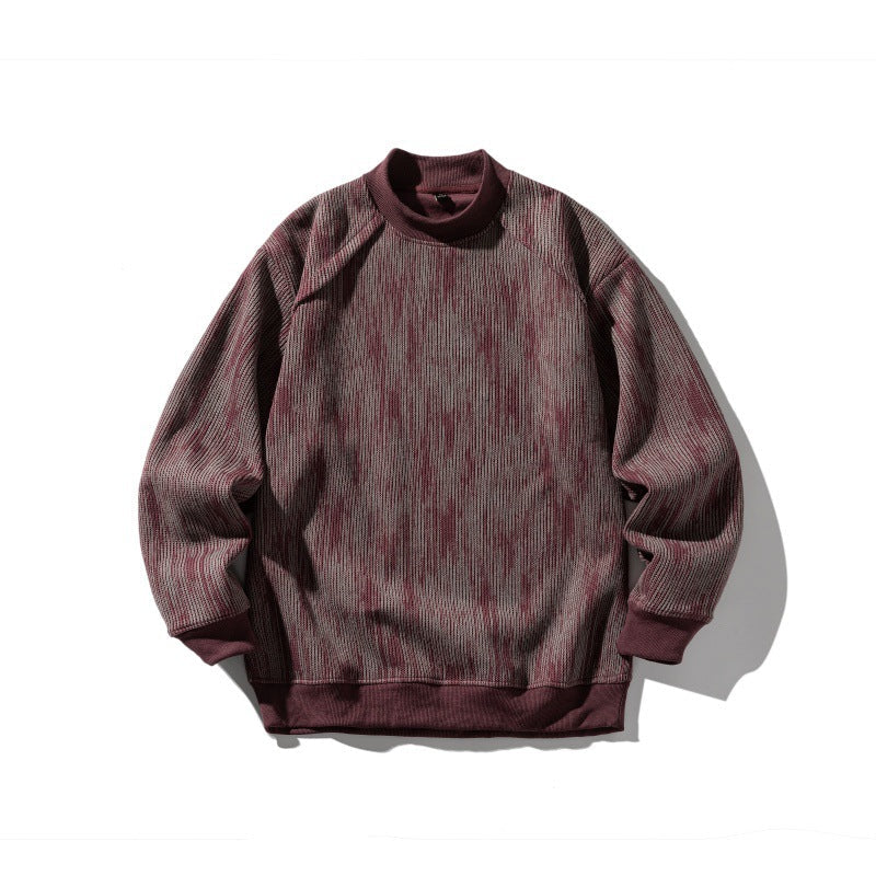Dyeing Color-blocked Loose Long Sleeve Mock Neck Sweatshirt Men eprolo