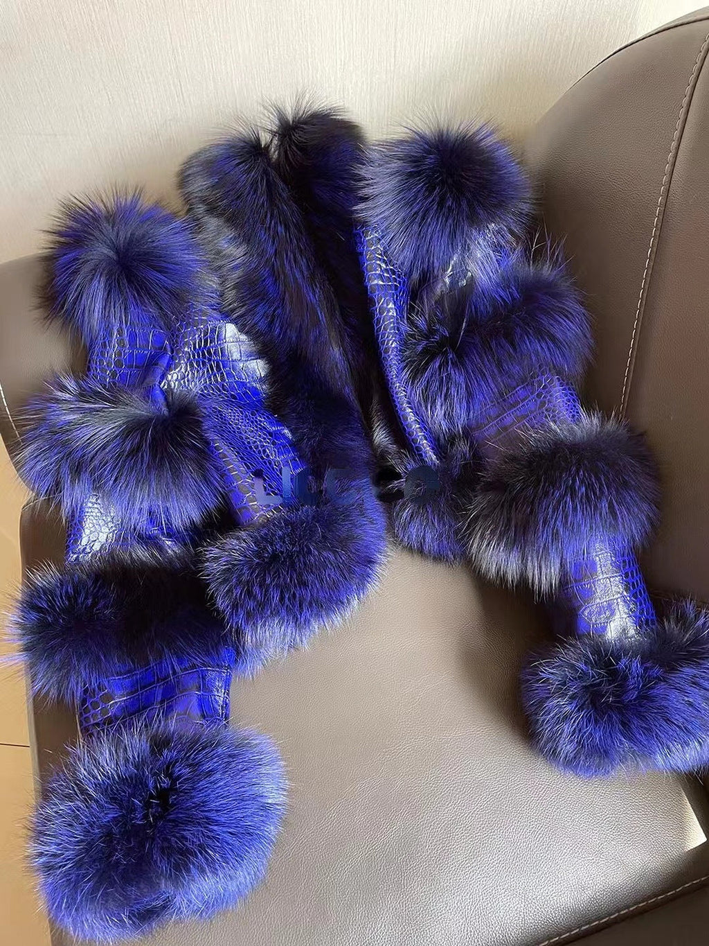 Elegant Bright Patent Leather Pattern Sheepskin Fashion Short Fox Fur Coat LittleYogaSocks