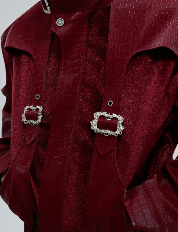 Scale Short Jacket Stand Collar Horse Hair Stitching Heavy Design Leather Coat Scale Short Jacket Stand Collar Horse Hair Stitching Heavy Design Leather Coat LittleYogaSocks