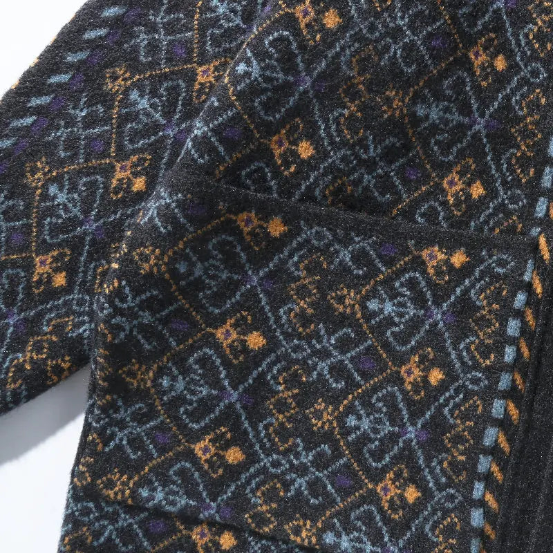 Men Vintage Jacquard Knit Taoist Robe Sweater Cardigan Sweatercoat Japanese Streetwear Loose Causal Knitted Sweater Jacket Men eprolo