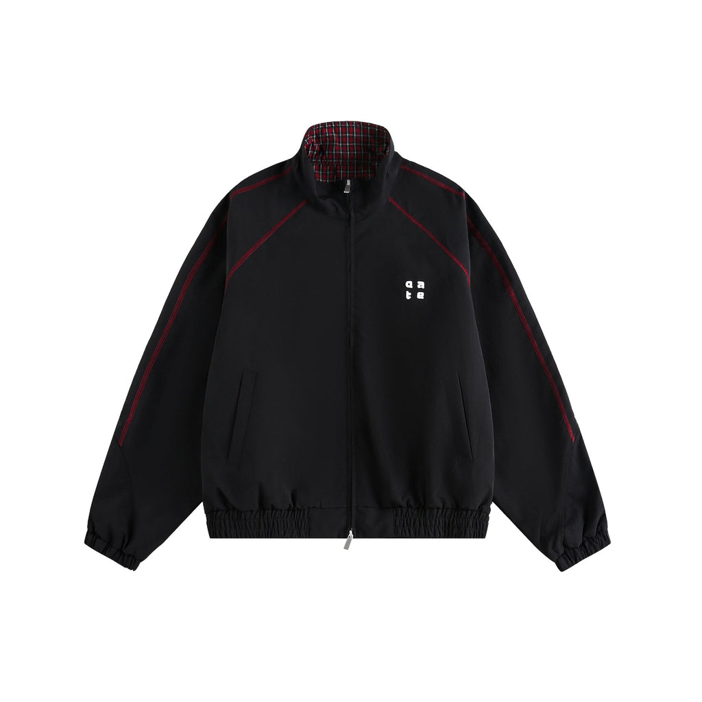Style Sports Jacket with Reflective Stripes and Color Blocking for Men and Women, Red Couple's Outerwear eprolo