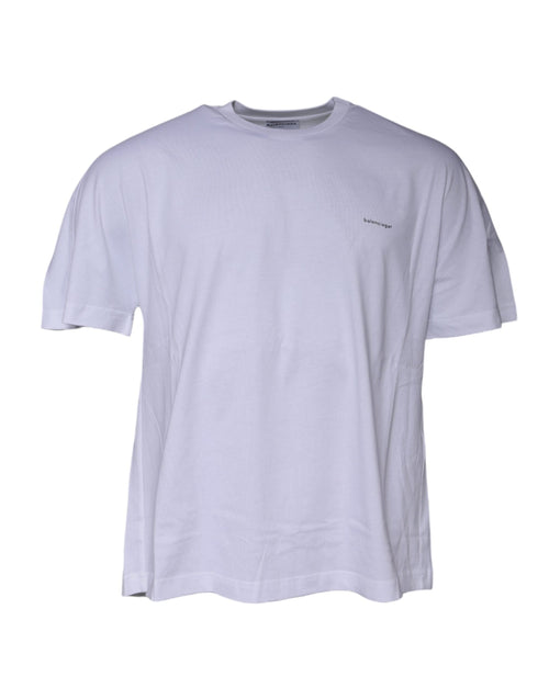 Balenciaga White Logo Cotton Crew Neck Short Sleeves T-shirt Balenciaga