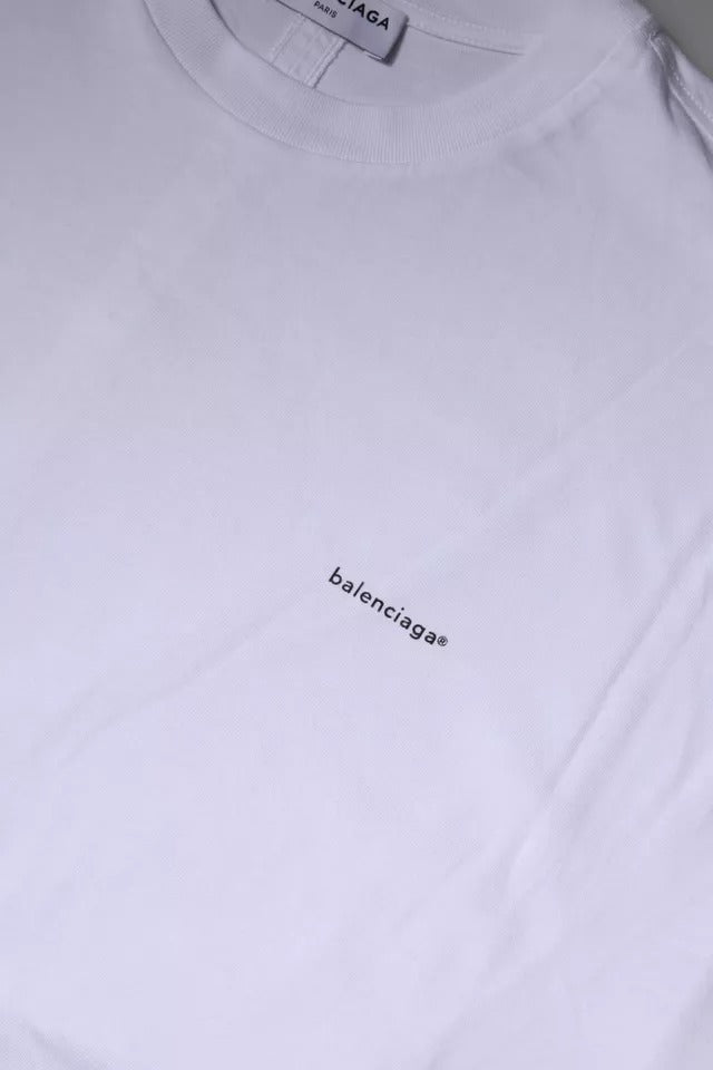 Balenciaga White Logo Cotton Crew Neck Short Sleeves T-shirt Balenciaga