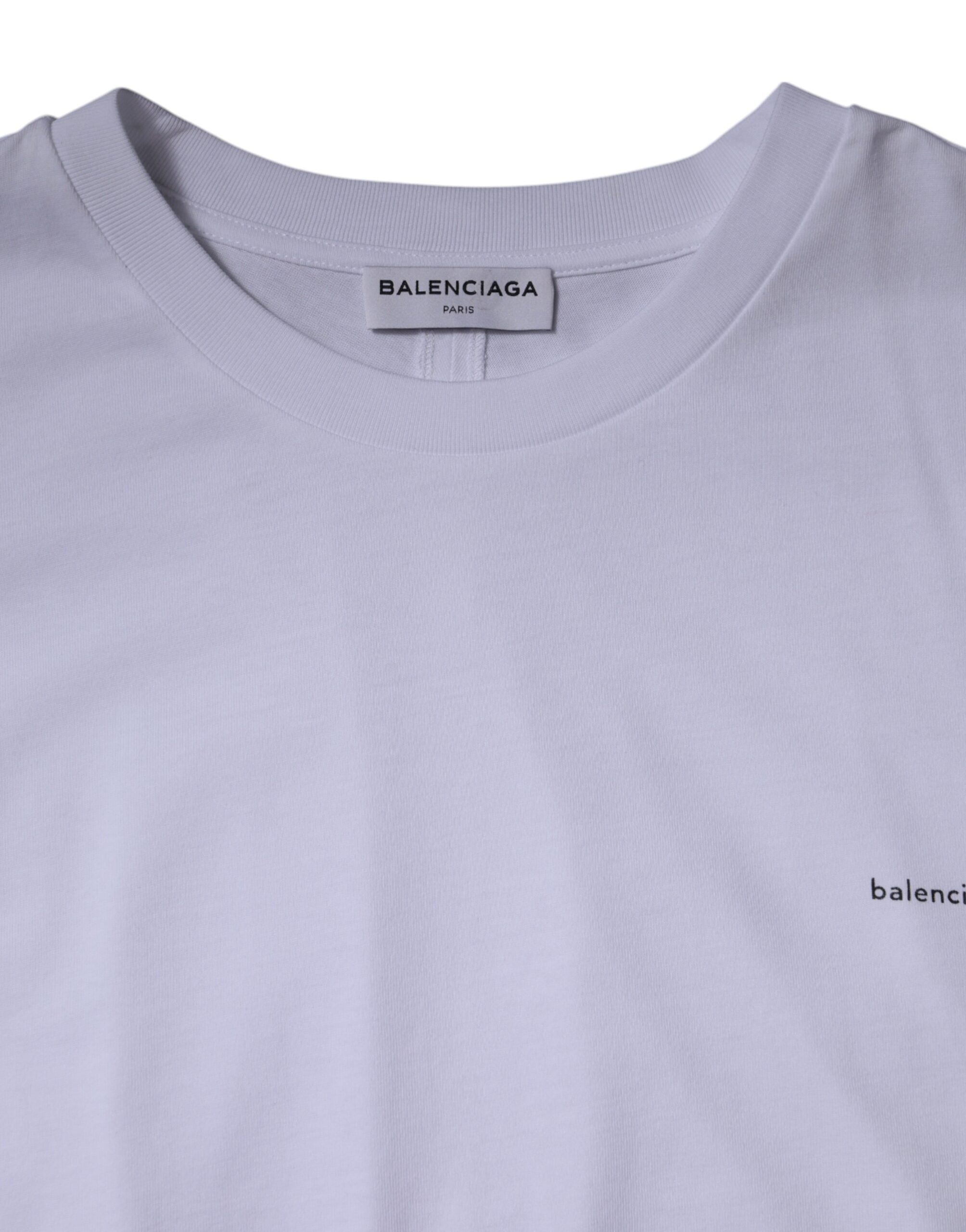 Balenciaga White Logo Cotton Crew Neck Short Sleeves T-shirt Balenciaga