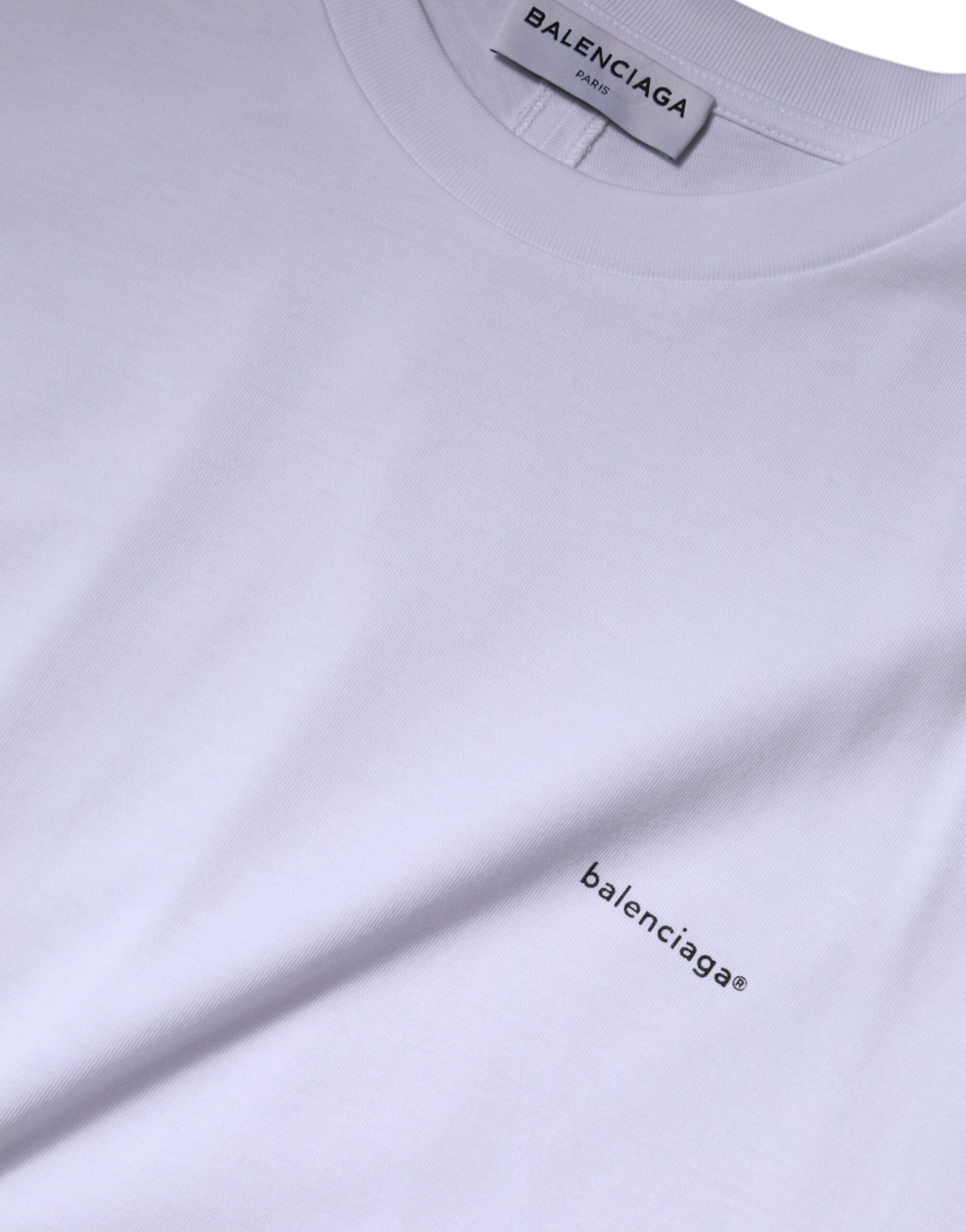 Balenciaga White Logo Cotton Crew Neck Short Sleeves T-shirt Balenciaga