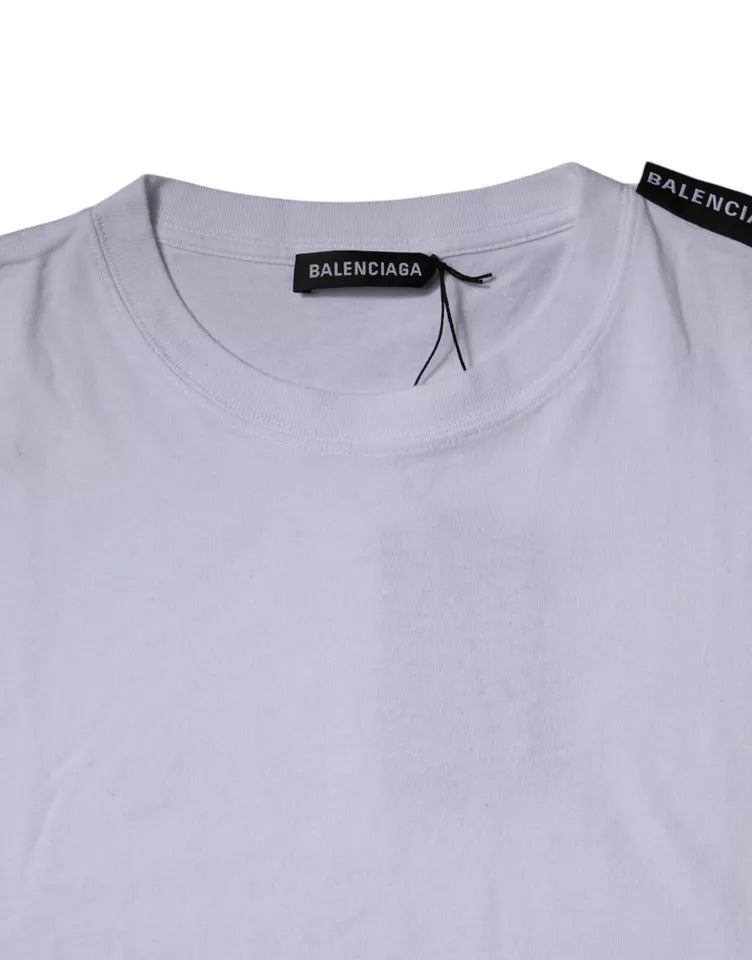 Balenciaga White Logo Cotton Jersey Crew Neck Short Sleeves T-shirt Balenciaga