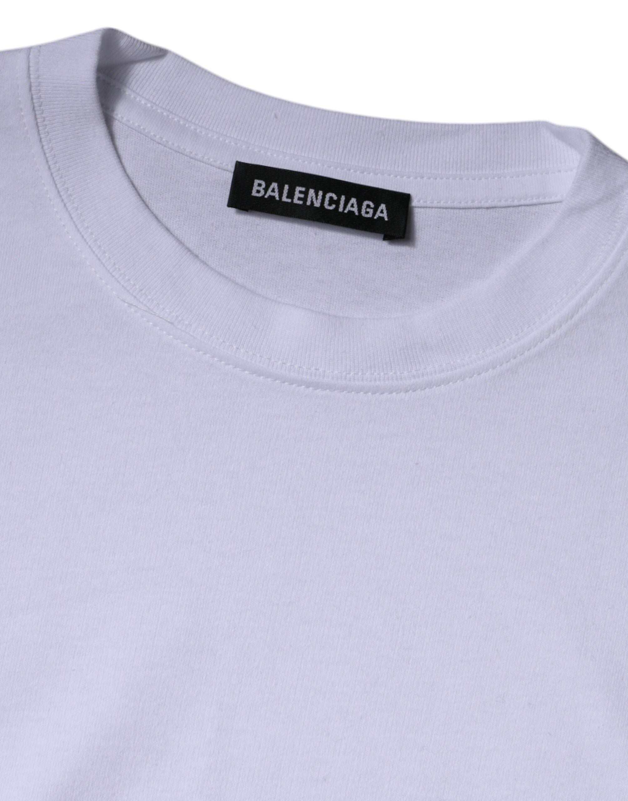 Balenciaga White Logo Cotton Jersey Crew Neck Short Sleeves T-shirt Balenciaga