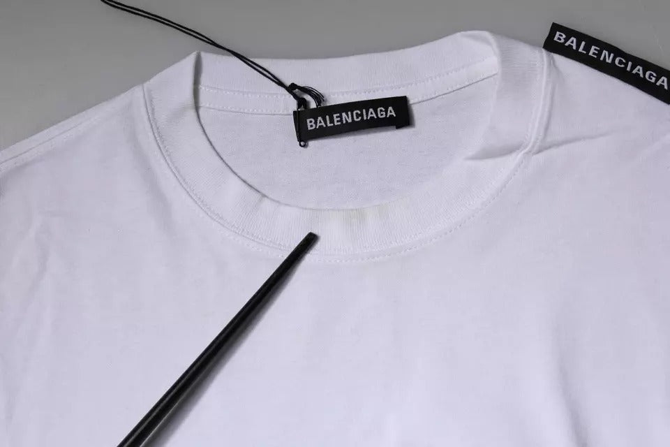 Balenciaga White Logo Cotton Jersey Crew Neck Short Sleeves T-shirt Balenciaga