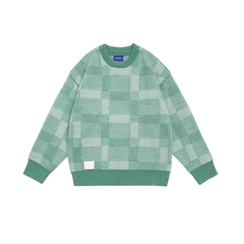 Checkered knit sweater for men and women loose fit sweater eprolo