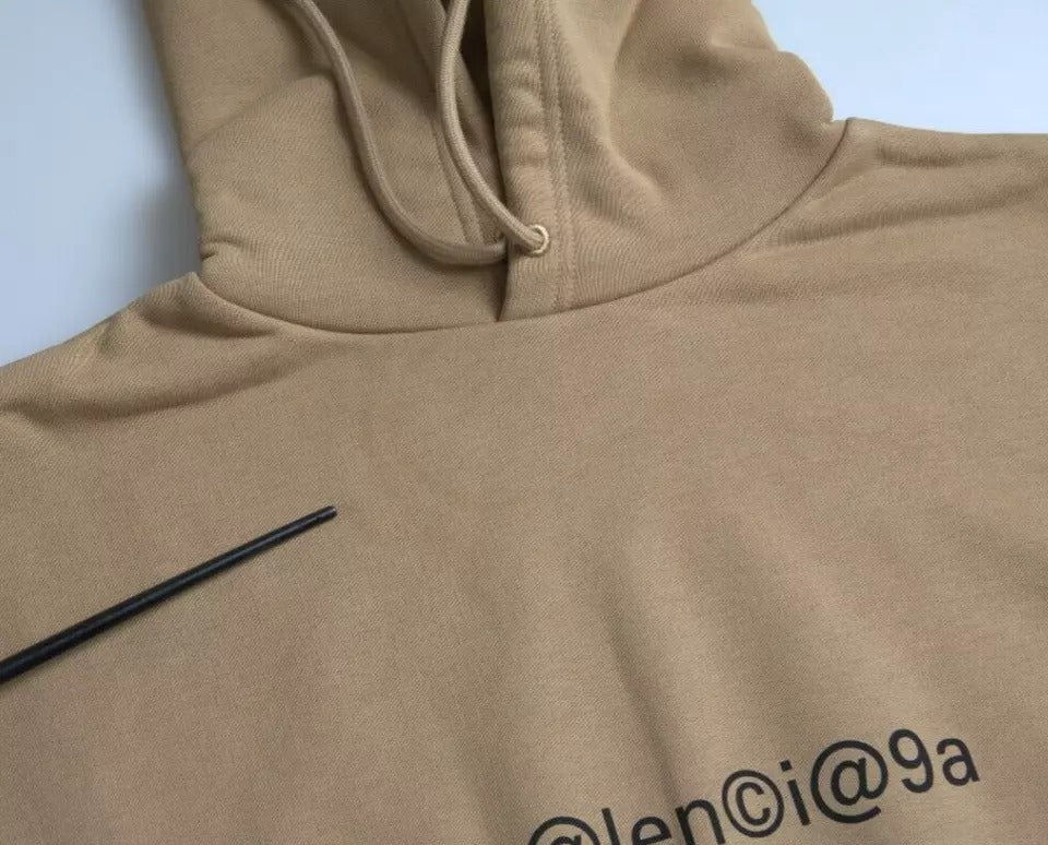 Balenciaga Brown Cotton Symbolic Molleton Bouclette Hooded Sweater Balenciaga