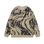 Letter embroidery loose round neck pullover knitted sweater for men eprolo