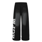 Style Oversized Letter Heavy Washed Distressed Sweatpants for Men and Women, Loose Casual Jazz Dance Wide Leg Pants eprolo