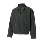 Retro Harrington Short Zip-Up Notch Lapel Casual Personality Washed Distressed Work Jacket for Men and Women eprolo