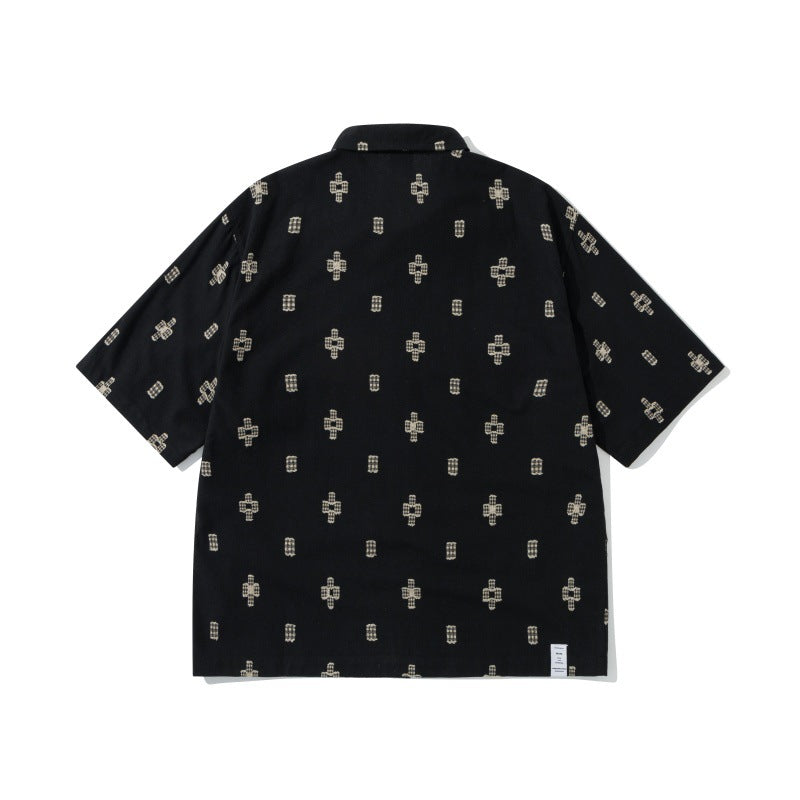 Cuban collar casual retro embroidered short sleeved shirt for men eprolo