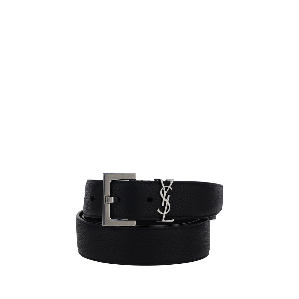 Saint Laurent Black Calf Leather Bos Taurus Belt Saint Laurent