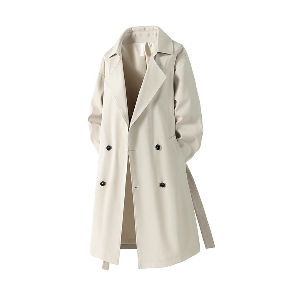 Mid-length trench coat for men casual fashionable retro knee-length overcoat eprolo
