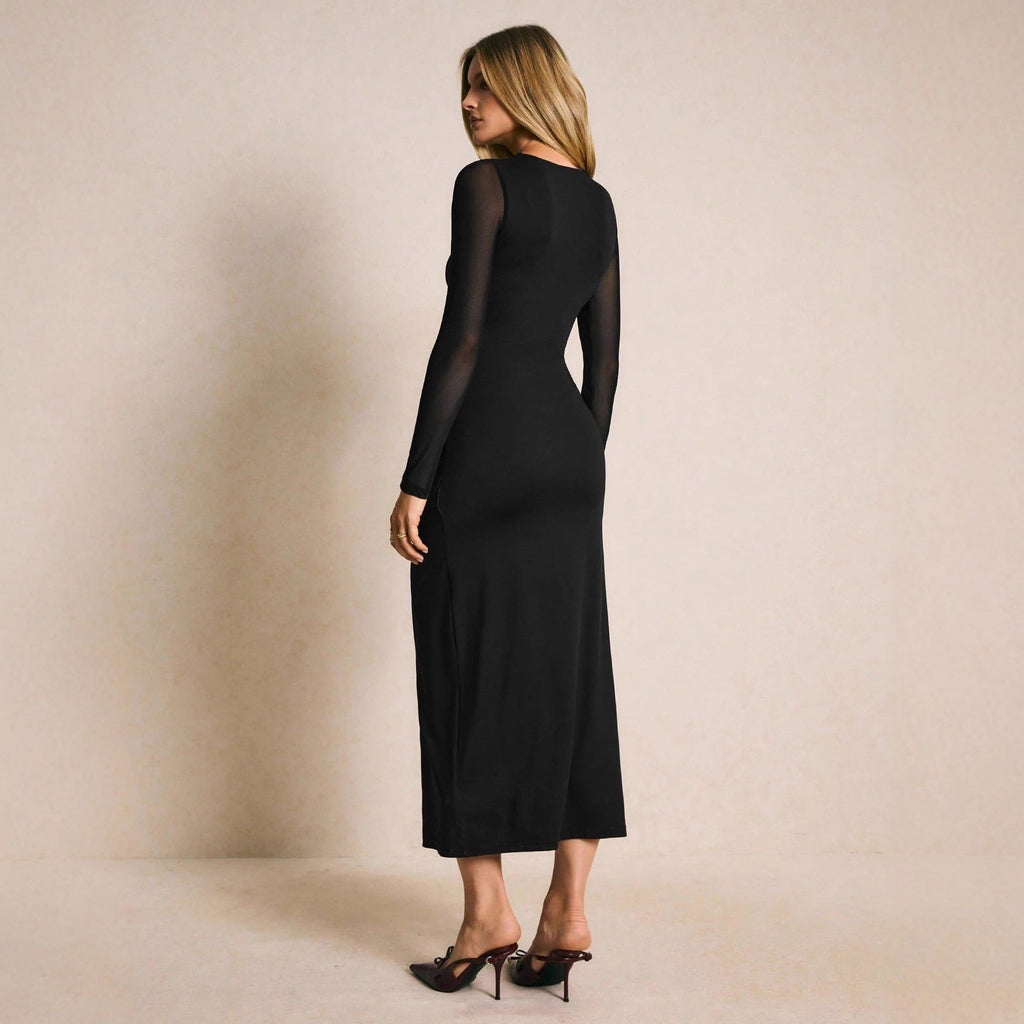 Mesh sleeve metal buckle decorative dress eprolo