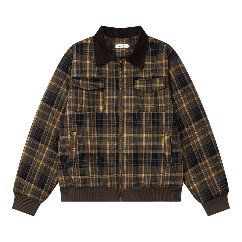 Color blocking plaid thick lapel jacket for men and women eprolo