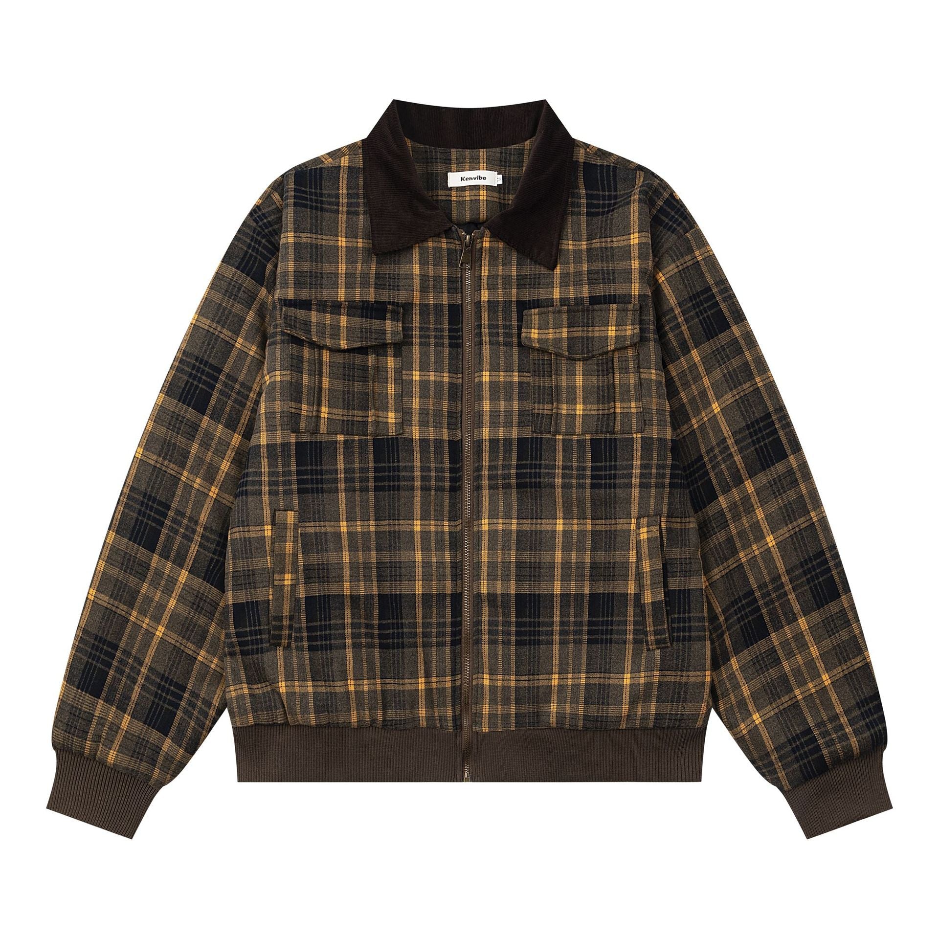 Color blocking plaid thick lapel jacket for men and women eprolo