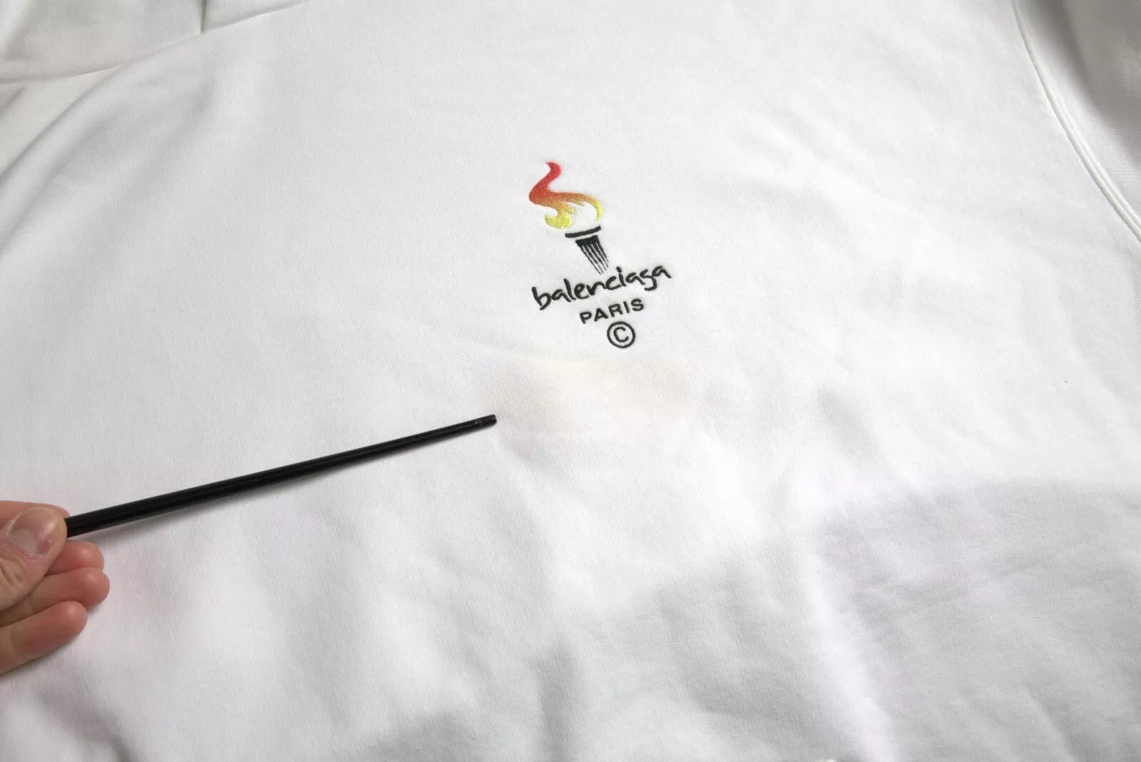 Balenciaga White Cotton Logo Hooded Pullover Oversize Sweater Balenciaga