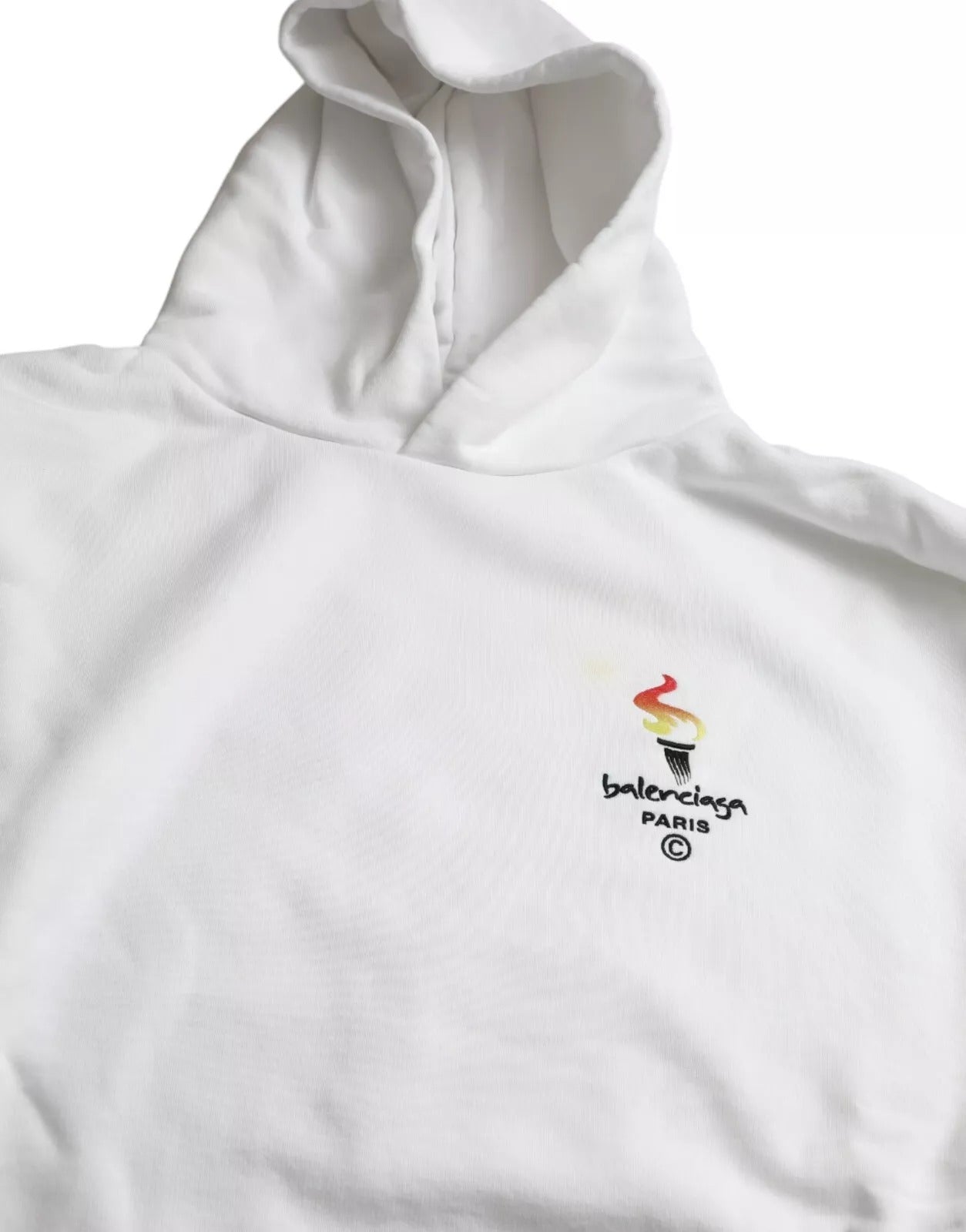 Balenciaga White Cotton Logo Hooded Pullover Oversize Sweater Balenciaga