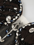 Black strapless mini dress with crystal embellishments | Evening Party | Clubwear eprolo